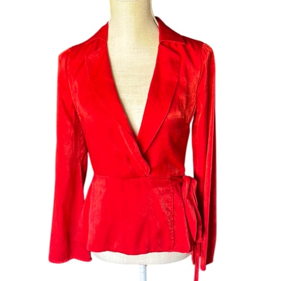 L'Academie Red Sexy Low Cut V “The Russell” Blouse- XS - Picture 4 of 14